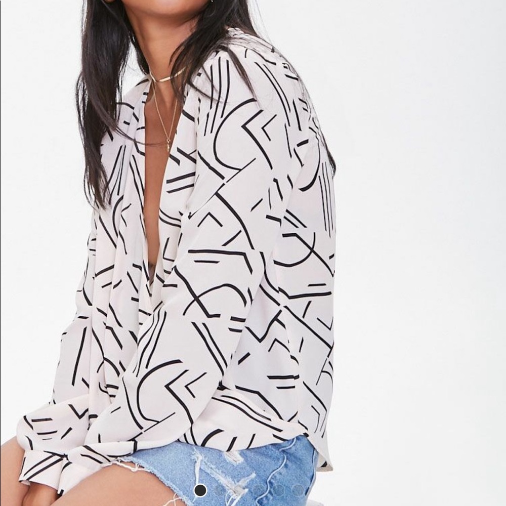 F21 Surplice Abstract Top